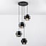 Fynna 4-light pendant light - black with smoked glass