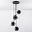Fynna 4-light pendant light - black with smoked glass