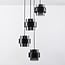Fynna 4-light pendant light - black with smoked glass