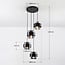 Fynna 4-light pendant light - black with smoked glass