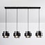 Faey 4-light pendant light - black with smoked glass