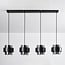 Faey 4-light pendant light - black with smoked glass