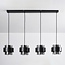Faey pendant lamp in Black with smoked glass, 4-light