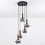 Imme 5-light pendant light  - gold with smoked glass