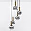 Imme 5-light pendant light  - gold with smoked glass