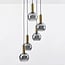 Imme 5-light pendant light  - gold with smoked glass