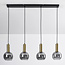 Imke 4-light pendant light - black and gold with smoked glass