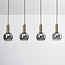 Imke pendant lamp in Black with Gold details and smoked glass, 4 light