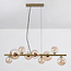 Golden design pendant lamp with Amber glass, 9-light - Ennea