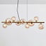 Ennea 9-light pendant light - gold with amber glass