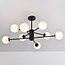 Designer ceiling lamp in Matt black with marble-look spheres, 8-light - Idaho