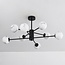 Designer ceiling lamp in Matt black with marble-look spheres, 8-light - Idaho