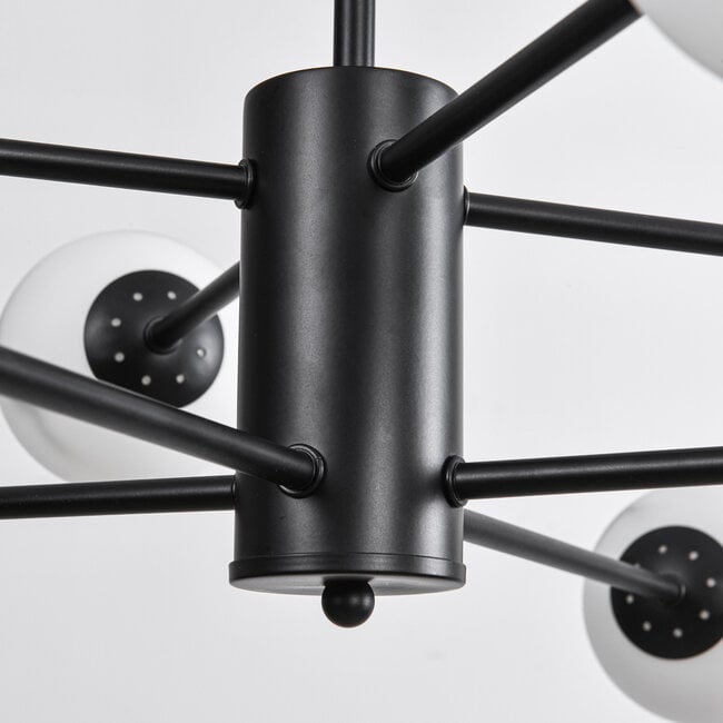 8-light ceiling light Idaho - black with marble effect