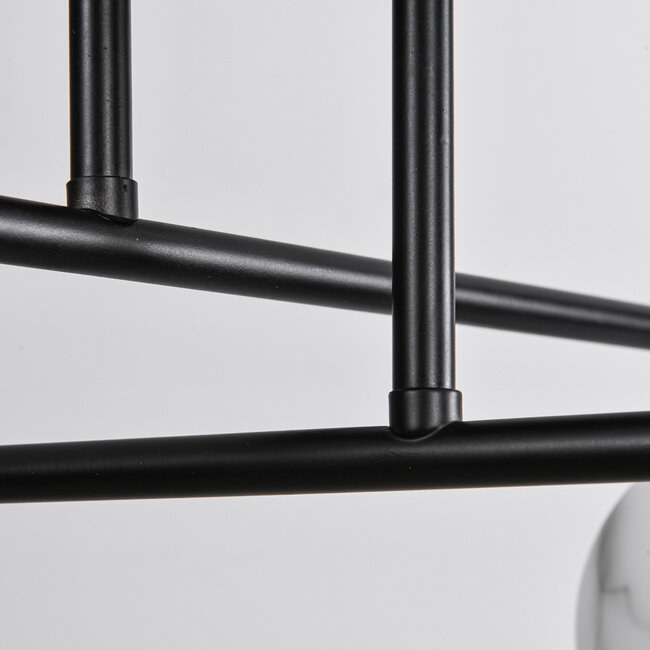 Modern ceiling lamp in Matt black with marble-look bulbs, 4-light - Nymo