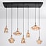 Trinidad 7-light pendant light - black with amber glass