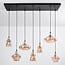 Trinidad 7-light pendant light - black with amber glass