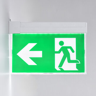 Surface-mounted emergency lighting, sideways wall mounting