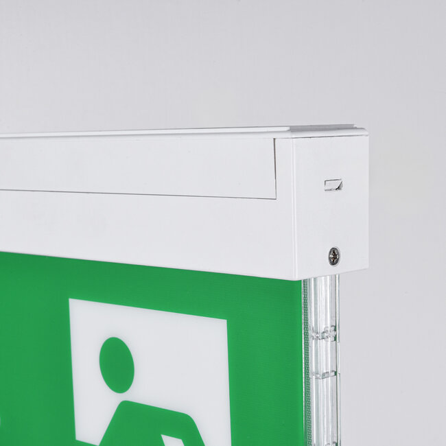 Surface-mounted emergency lighting, sideways wall mounting