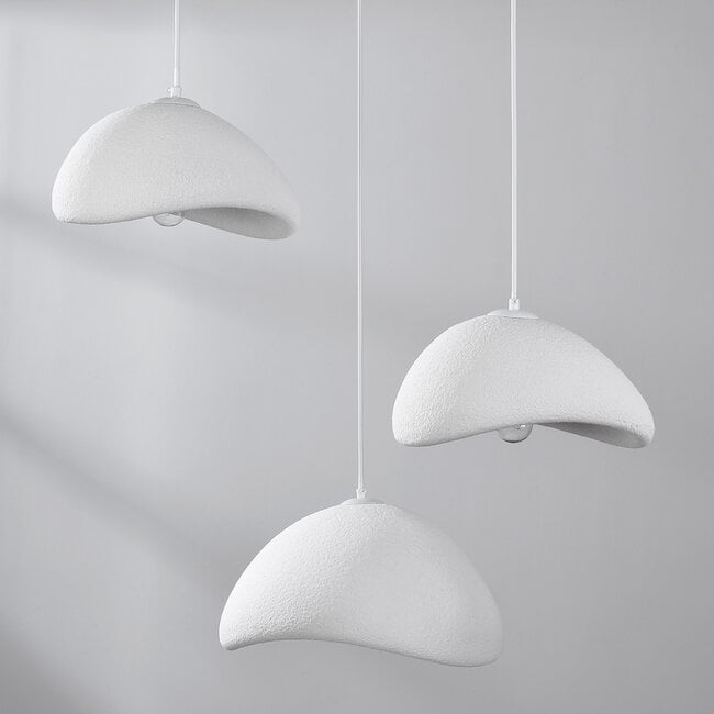 Sora 3-light pendant light - white stone effect