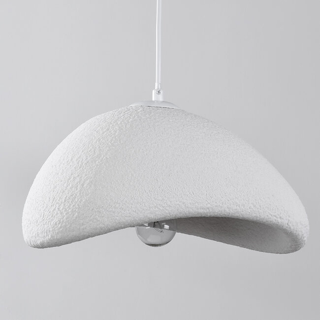 3-light Wabi-Sabi pendant lamp, White stone effect - Sora
