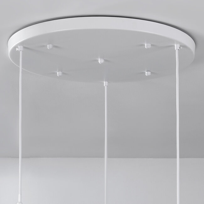 3-light Wabi-Sabi pendant lamp, White stone effect - Sora