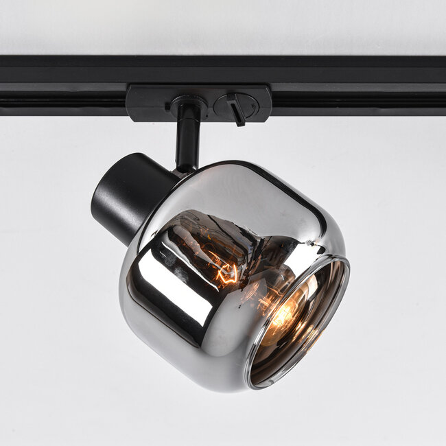 1-phase track system set of 1.5 metres with Juna spotlights, smoked glass