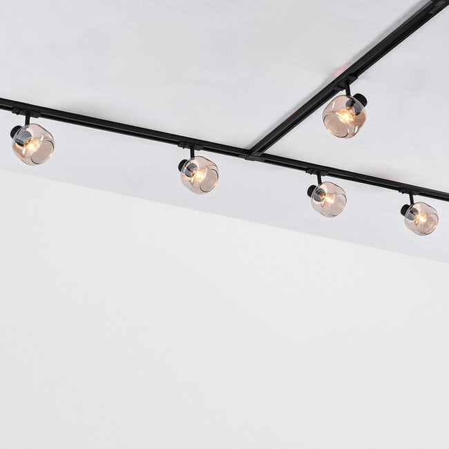 1-phase track system set of 1.5 metres with Juna spotlights, amber glass