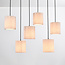 6-light pendant lamp with beige fabric lampshades - Vouw
