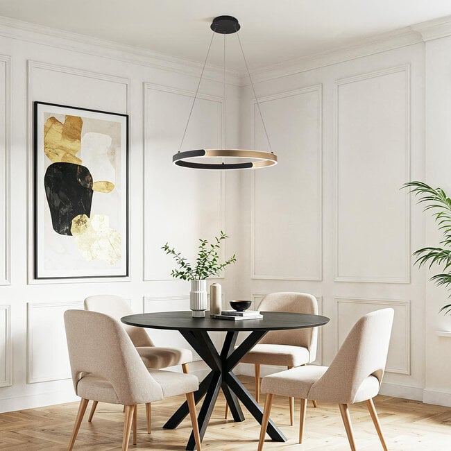 3-step dimmable pendant light Ivana - black and gold with integrated LED
