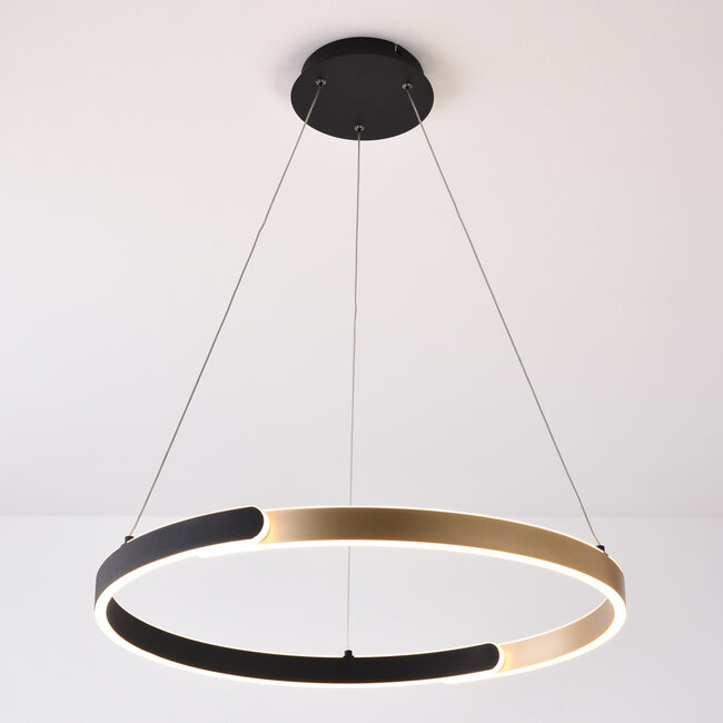 3-step dimmable pendant light Ivana - black and gold with integrated LED