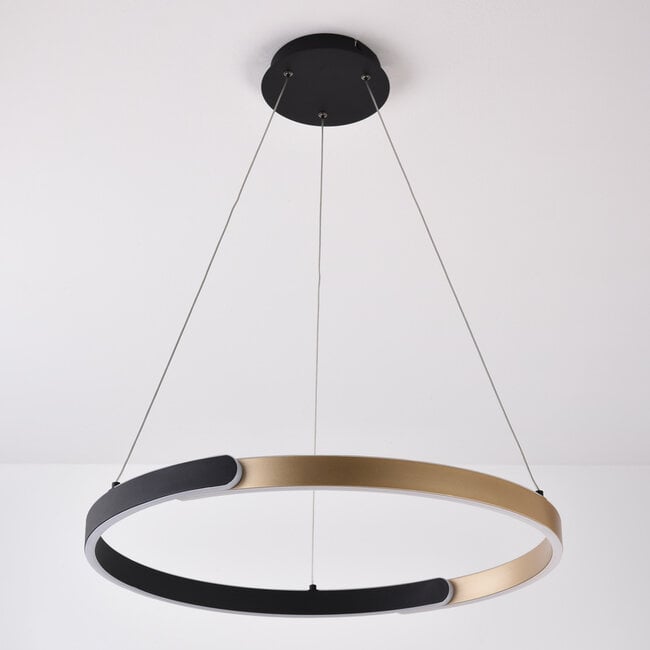 3-step dimmable pendant light Ivana - black and gold with integrated LED