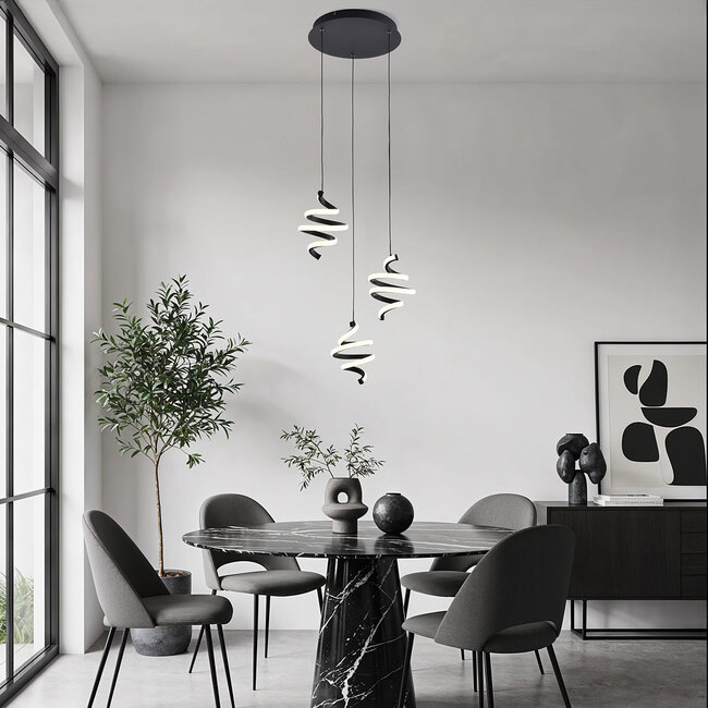 Designer pendant lamp with twisted 3-step dimmable LEDs - Bojana