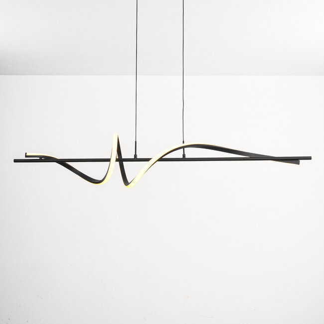 Black designer pendant lamp with 3-step dimmable LEDs - Ches