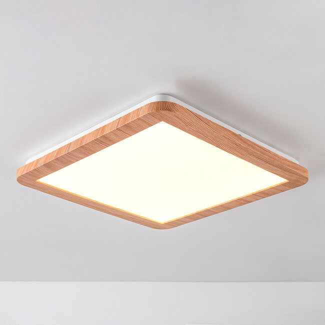 Ceiling lamp Emilie, wood look, 3-step dimmable, IP44