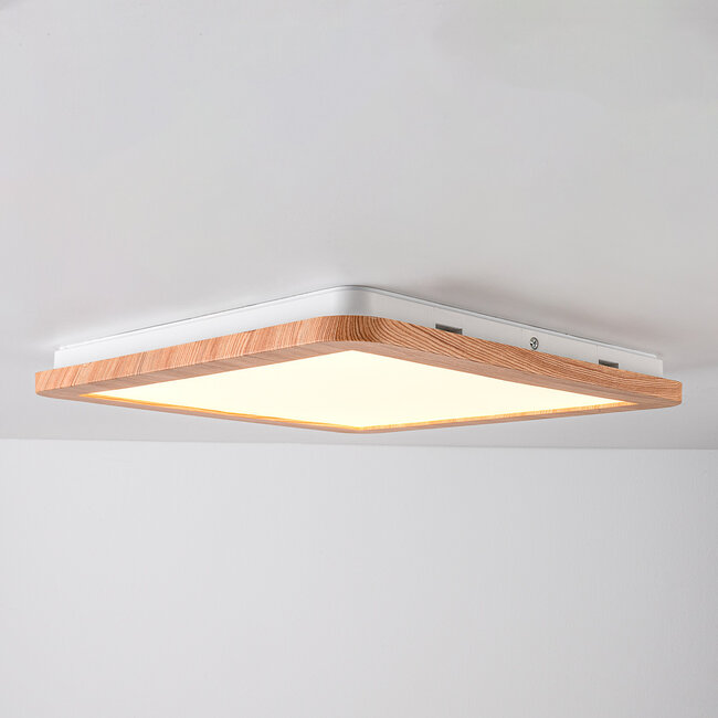Ceiling lamp Emilie, wood look, 3-step dimmable, IP44
