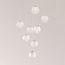 8-light pendant light Aedon - white globes with gold details and integrated LED