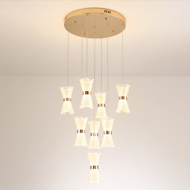 Dimmable pendant lamp with Golden details, 8-light - Aegea