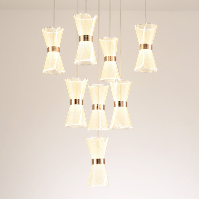 Dimmable pendant lamp with Golden details, 8-light - Aegea
