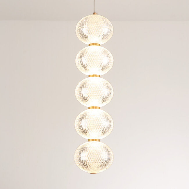 Dimmable pendant lamp with golden details, 5-light - Aella