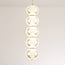 5-light pendant light Aella - white globes with gold rims and integrated LED