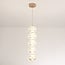5-light pendant light Aella - white globes with gold rims and integrated LED