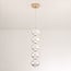 5-light pendant light Aella - white globes with gold rims and integrated LED