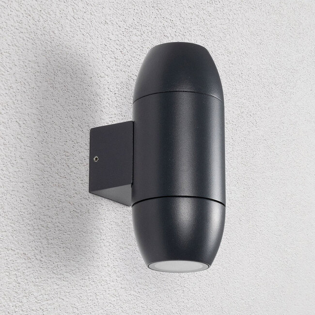 2-light oval outdoor wall light - black