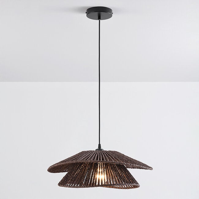 pendant light Osaka in hand-braided rope - chocolate brown