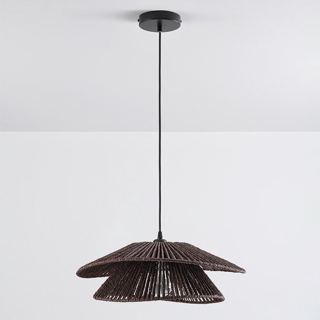 pendant light Osaka in hand-braided rope - chocolate brown