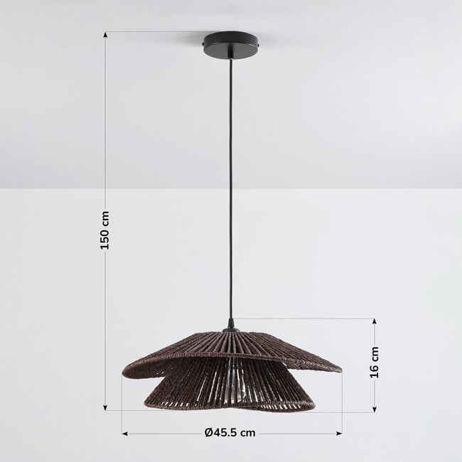 pendant light Osaka in hand-braided rope - chocolate brown