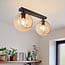 2-light ceiling light globeitique - black with amber glass