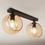 2-light ceiling light globeitique - black with amber glass