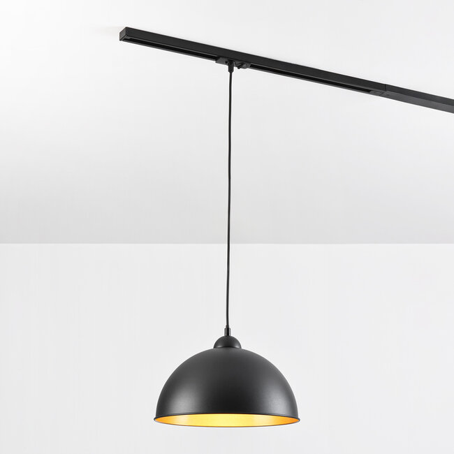 1-phase rail pendant lamp Fos - Black with Golden interior