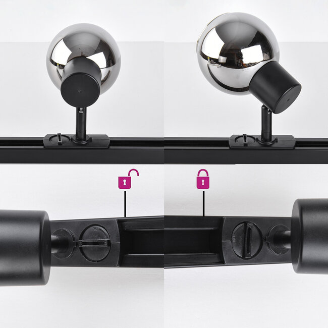 Track spotlights 1-phase Melle - smoked glass